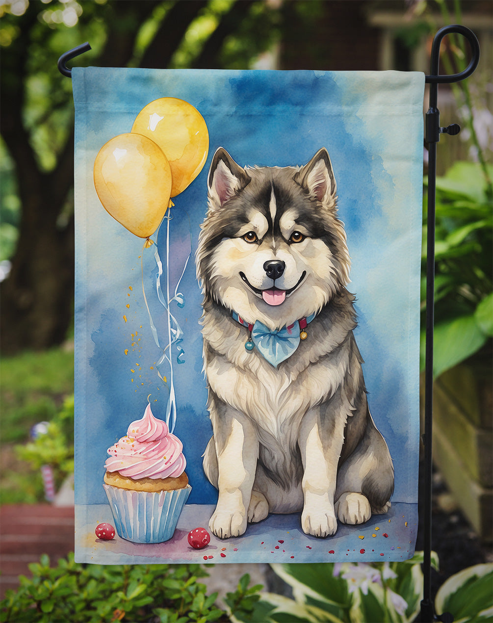 Alaskan Malamute Happy Birthday Garden Flag