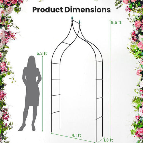 9.5 Feet Decorative Metal Garden Arch for Vine Rose Climbing Wedding Ceremony Party Decoration
